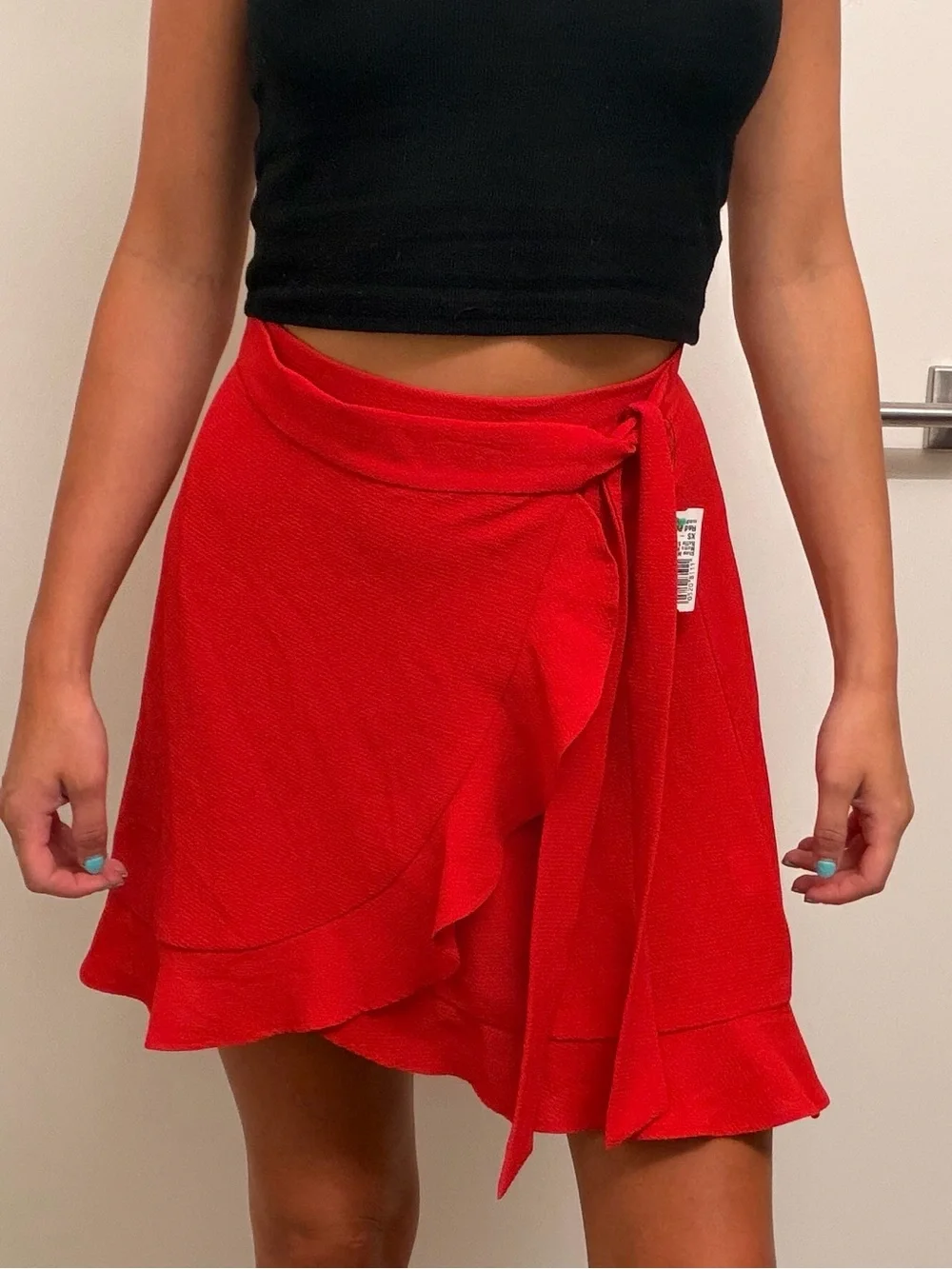 Show Me Your MuMu Red Ruffle Wrap Mini Skirt